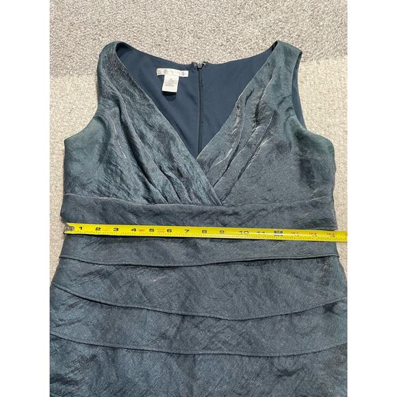 London Times Cocktail Layered Dress Womens Size 10 Blue Surplice Neck Sleeveless - Picture 3 of 8